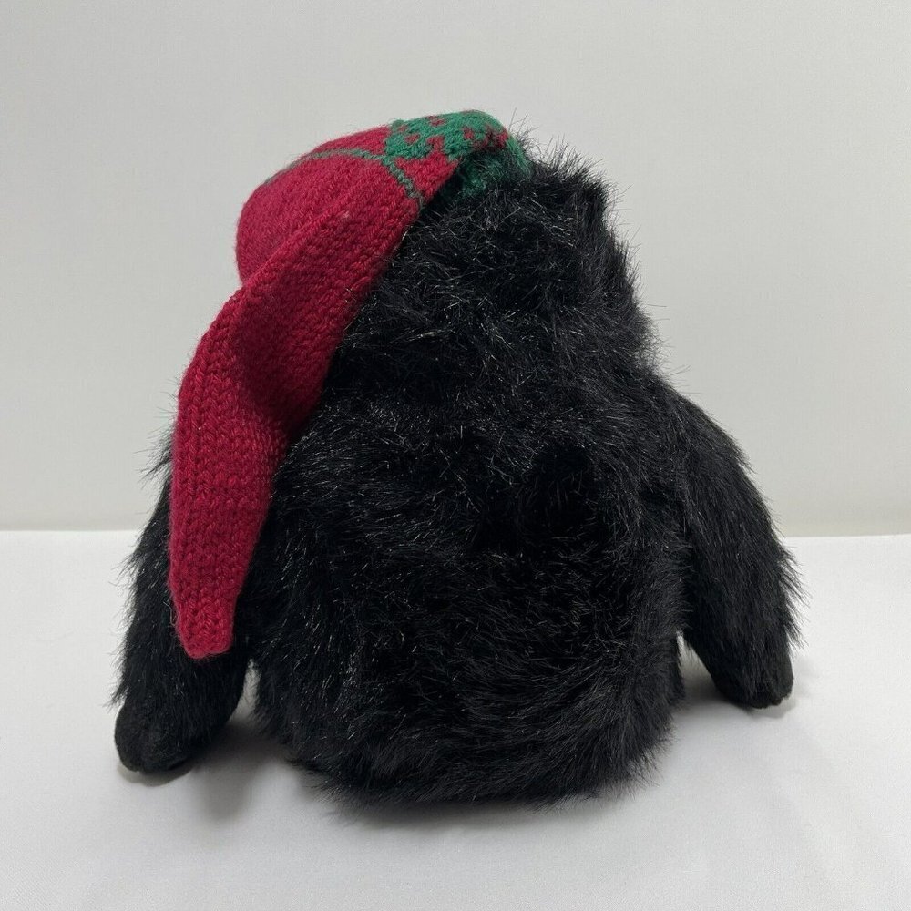 Mty Christmas Gorilla Plush 11” Monkey Ape Black Chubby Winter Beanie Hat Hairy - Picture 2 of 10